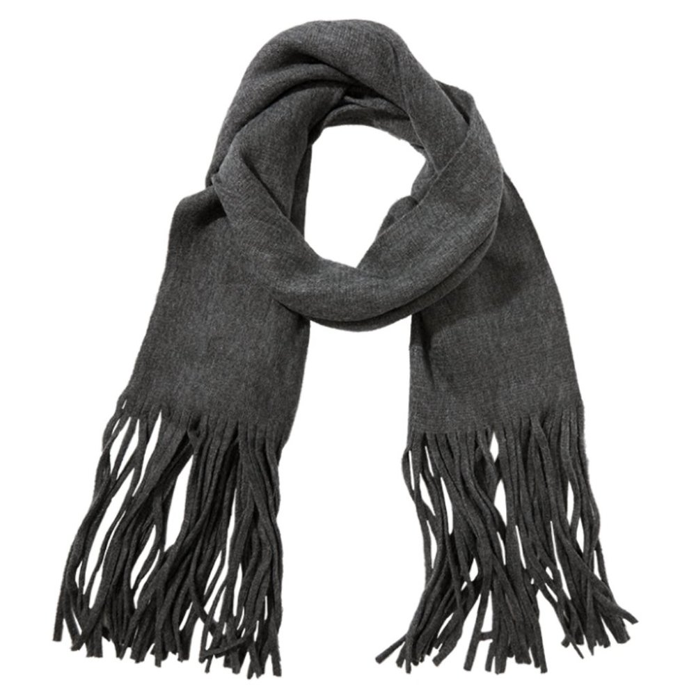 LUCKY BRAND Solid Brushed Gray Scarf w/ Fringe